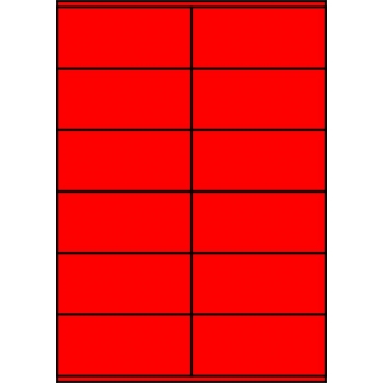 Etykiety A4 kolorowe 105x48 – czerwone fluorescencyjne