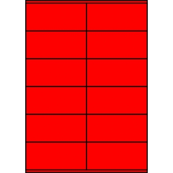 Etykiety A4 kolorowe 105x48 – czerwone fluorescencyjne