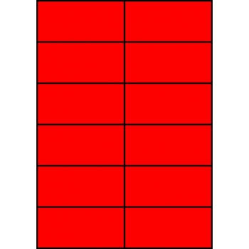 Etykiety A4 kolorowe 105x49,5 – czerwone fluorescencyjne