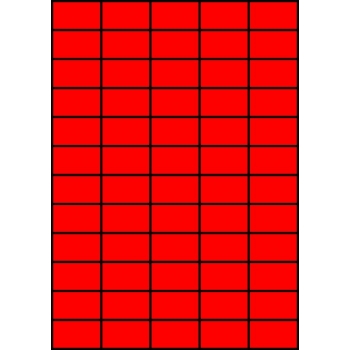 Etykiety A4 kolorowe 42x24,75 – czerwone fluorescencyjne