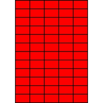 Etykiety A4 kolorowe 42x24,75 – czerwone fluorescencyjne