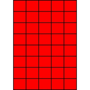 Etykiety A4 kolorowe 42x37 – czerwone fluorescencyjne