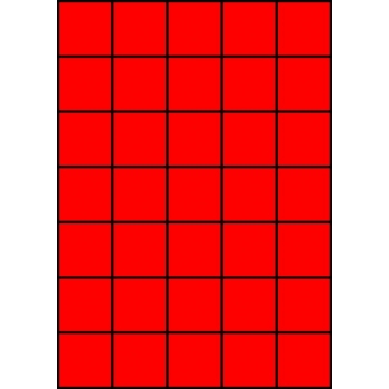 Etykiety A4 kolorowe 42x42,42 – czerwone fluorescencyjne