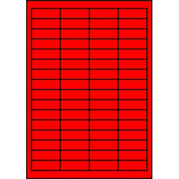 Etykiety A4 kolorowe 48,5x16,9 – czerwone fluorescencyjne
