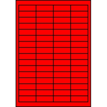 Etykiety A4 kolorowe 48,5x16,9 – czerwone fluorescencyjne