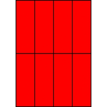 Etykiety A4 kolorowe 52,5x148 – czerwone fluorescencyjne