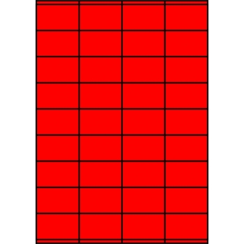 Etykiety A4 kolorowe 52,5x32 – czerwone fluorescencyjne