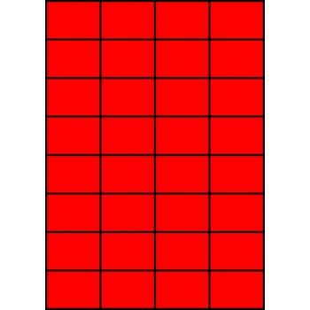 Etykiety A4 kolorowe 52,5x37 – czerwone fluorescencyjne