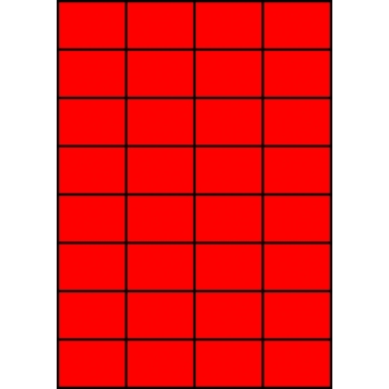 Etykiety A4 kolorowe 52,5x37 – czerwone fluorescencyjne