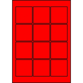 Etykiety A4 kolorowe 60x60 – czerwone fluorescencyjne
