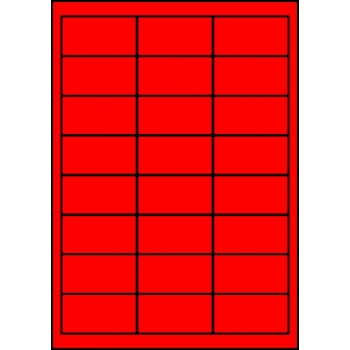 Etykiety A4 kolorowe 64,6x33,8 czerwone fluorescencyjne