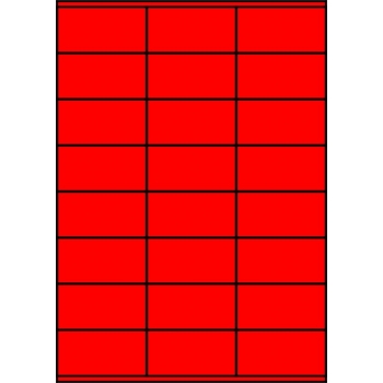 Etykiety A4 kolorowe 70x36 – czerwone fluorescencyjne