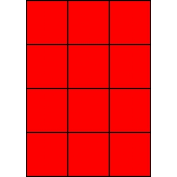 Etykiety A4 kolorowe 70x74 – czerwone fluorescencyjne